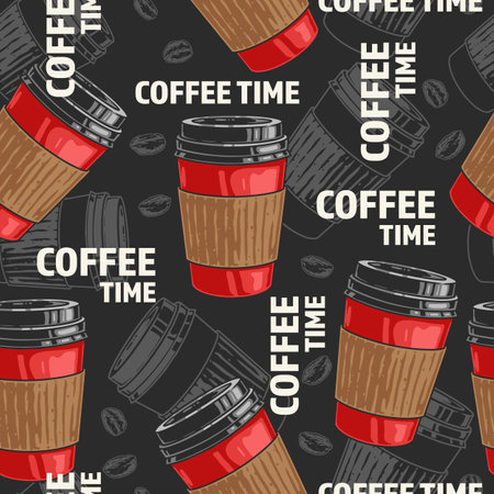 Coffee time pattern seamless colorfulのイラスト素材