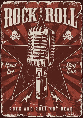 Rock and roll monochrome flyerのイラスト素材