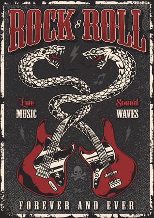 Rock and roll colorful flyerのイラスト素材