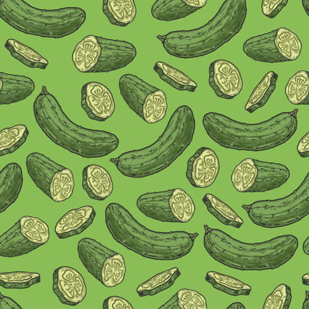 Salted cucumbers seamless pattern colorfulのイラスト素材