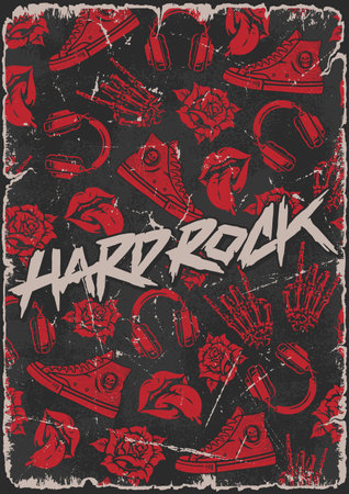 Hard rock vintage colorful flyerのイラスト素材