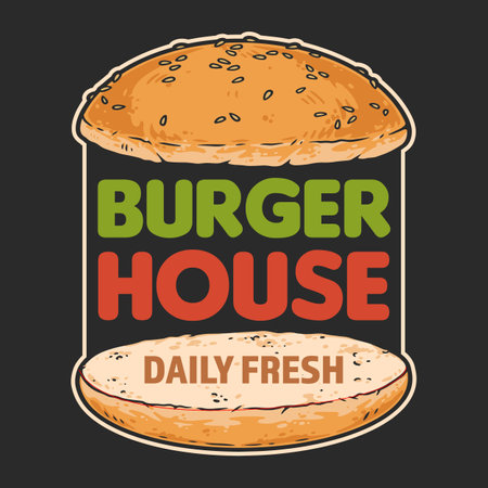 Burger house vintage colorful logotypeのイラスト素材
