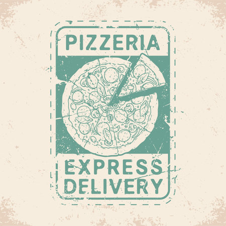 Pizzeria delivery emblem vintage monochromeのイラスト素材