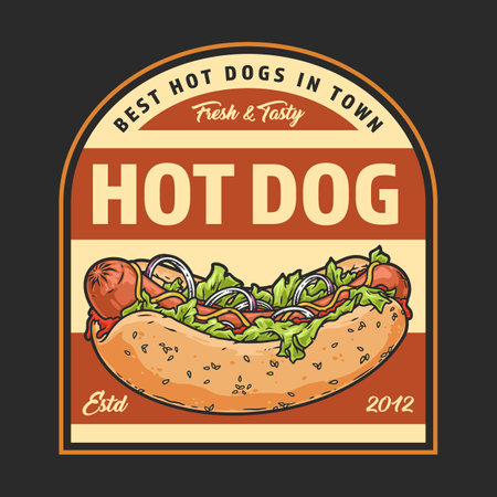 Best hot-dog vintage colorful logotypeのイラスト素材