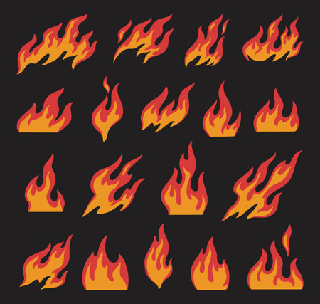 Fire flat set emblems colorfulのイラスト素材