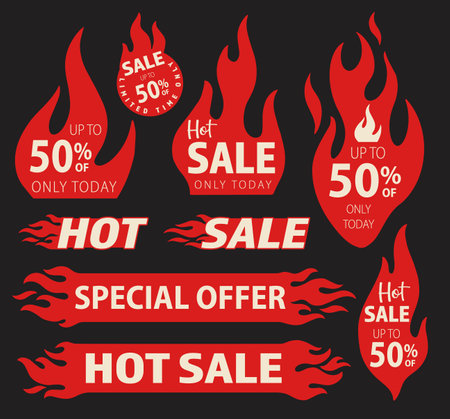 Hot sale promotion set emblemsのイラスト素材