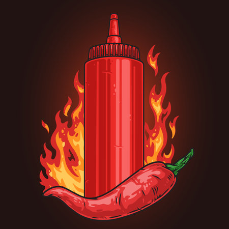 Burning chilli sauce colorful logotypeのイラスト素材
