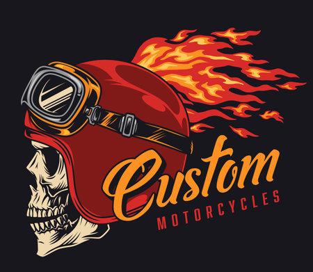 Skull biker colorful detailed posterのイラスト素材