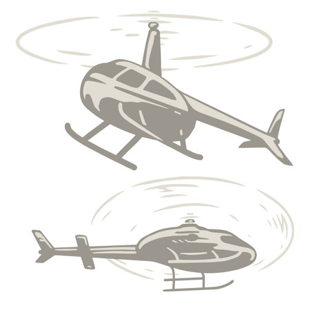 Flying helicopter monochrome set logotypesのイラスト素材