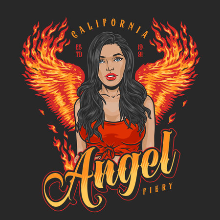 Hot girl colorful detailed posterのイラスト素材