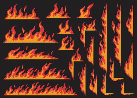 Flame stripes colorful set emblemsのイラスト素材