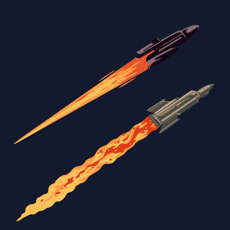 Spacecraft takeoff set emblem colorfulのイラスト素材