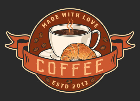 Coffee shop vintage colorful labelのイラスト素材