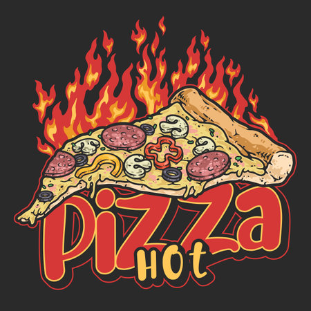 Hot pizza detailed colorful posterのイラスト素材