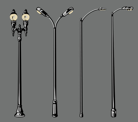 Street lights set logotypes monochromeのイラスト素材
