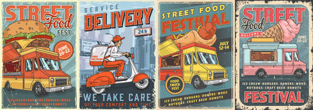 Street food set flyers colorfulのイラスト素材