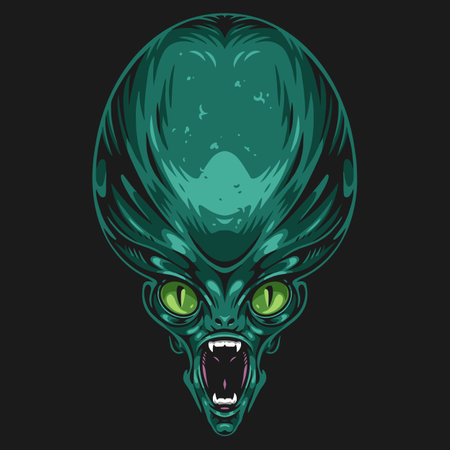 Alien head vintage logotype colorfulのイラスト素材