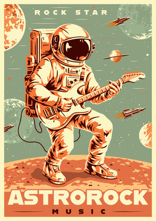 Astrorock music colorful vintage flyerのイラスト素材