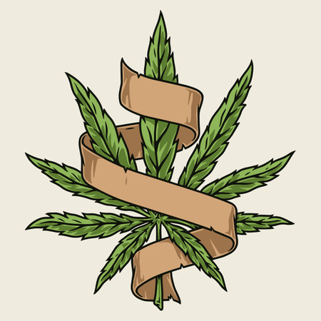 Marijuana leaf colorful detailed emblemのイラスト素材