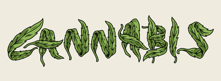 Cannabis leaf colorful detailed emblemのイラスト素材