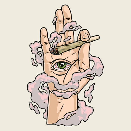 Joint hashish colorful detailed labelのイラスト素材