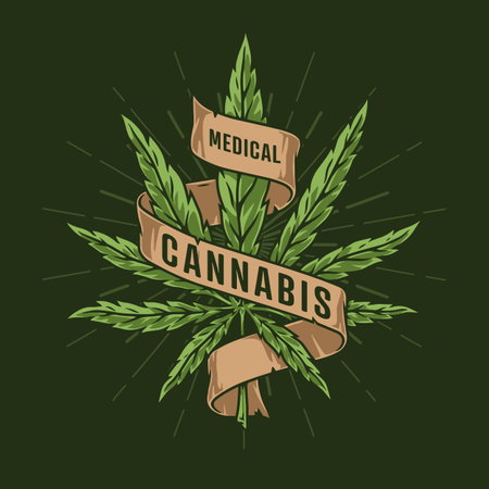 Medical cannabis colorful detailed posterのイラスト素材