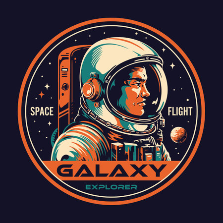 Man astronaut vintage logotype colorfulのイラスト素材