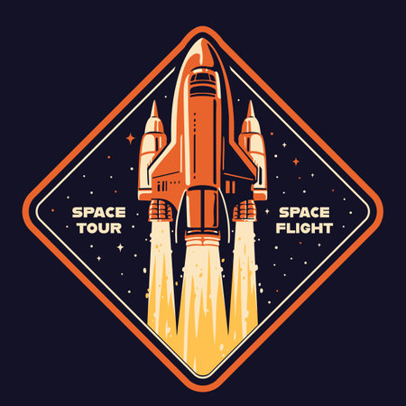 Space tour vintage logotype colorfulのイラスト素材