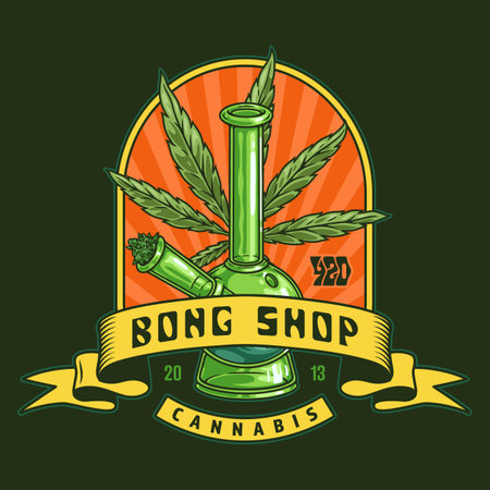Cannabis bong shop flyer colorfulのイラスト素材