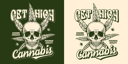 Get high cannabis poster monochromeのイラスト素材
