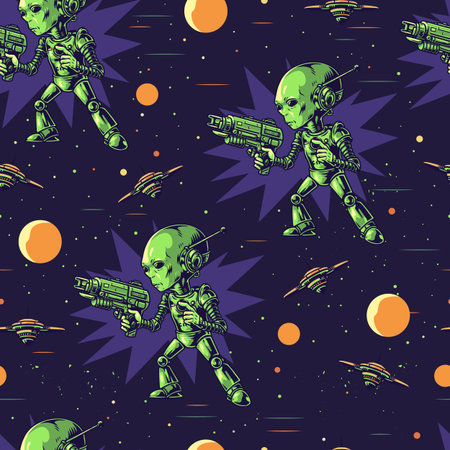 Soldier martian pattern seamless colorful