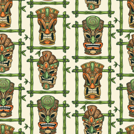 Tiki idol pattern seamless colorfulのイラスト素材