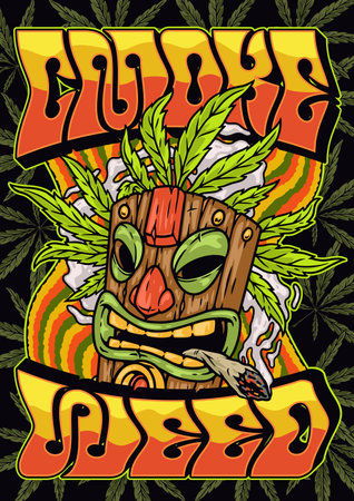 Smoke weed ganja colorful flyerのイラスト素材