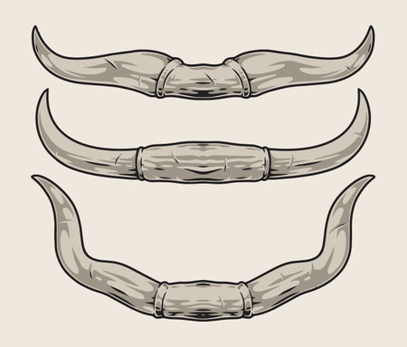 Bull horns monochrome set stickerのイラスト素材