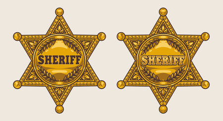 Sheriff stars colorful vintage emblemのイラスト素材