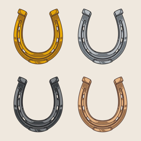 Metal horseshoe colorful set emblemsのイラスト素材