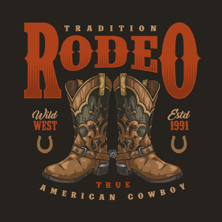 American cowboy vintage poster colorfulのイラスト素材