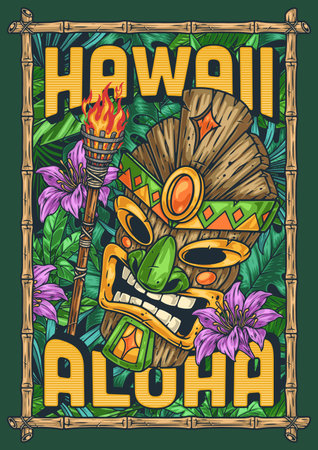 Aloha Hawaii islands colorful stickerのイラスト素材