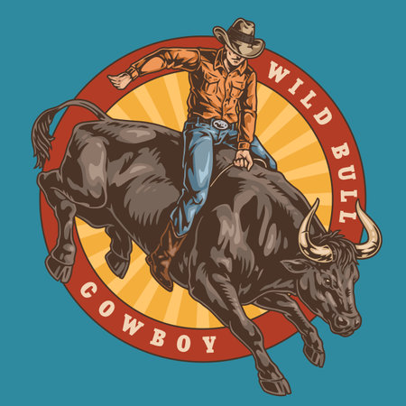 Rodeo racing vintage element colorfulのイラスト素材