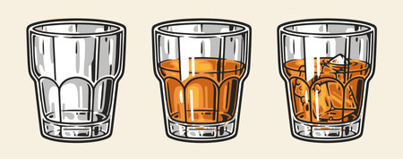 Glasses cognac set sticker colorfulのイラスト素材
