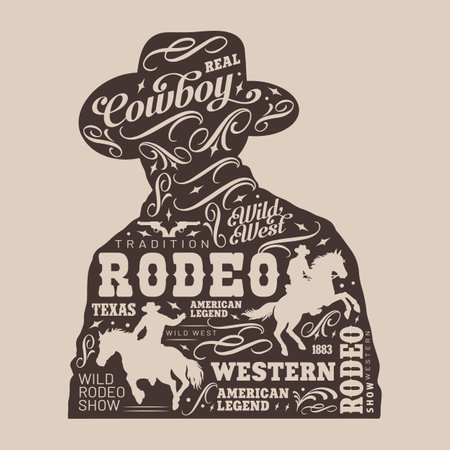 Real cowboy vintage flyer monochromeのイラスト素材