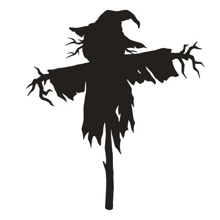 Halloween scarecrow monochrome silhouette emblemのイラスト素材