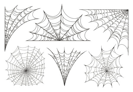 Spider web monochrome set stickersのイラスト素材