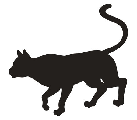 Crouching cat silhouette logotype monochromeのイラスト素材