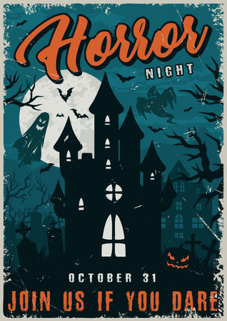 Halloween horror night colorful stickerのイラスト素材