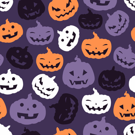Halloween pumpkins colorful seamless patternのイラスト素材