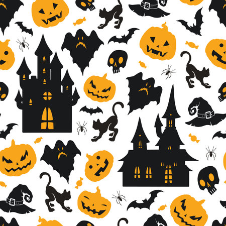 Halloween carnival seamless pattern colorfulのイラスト素材