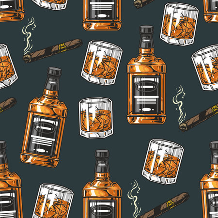 Whiskey alcohol colorful pattern seamlessのイラスト素材