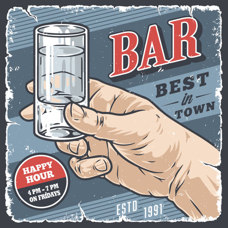 Alcohol bar vintage poster colorfulのイラスト素材