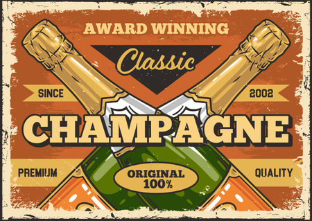 Classic champagne vintage sticker colorfulのイラスト素材